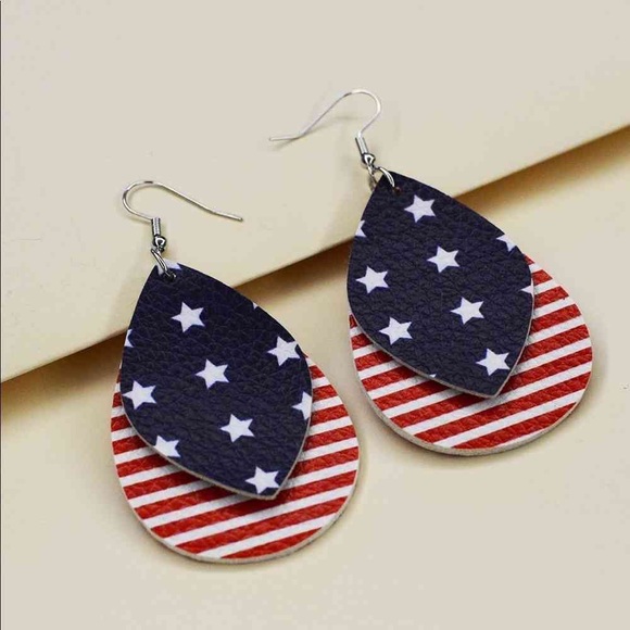 Patriotic Teardrop Earrings - Picture 1 of 2